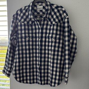 J. Crew Navy and White Plaid Casual shacket jacket 100% Cotten